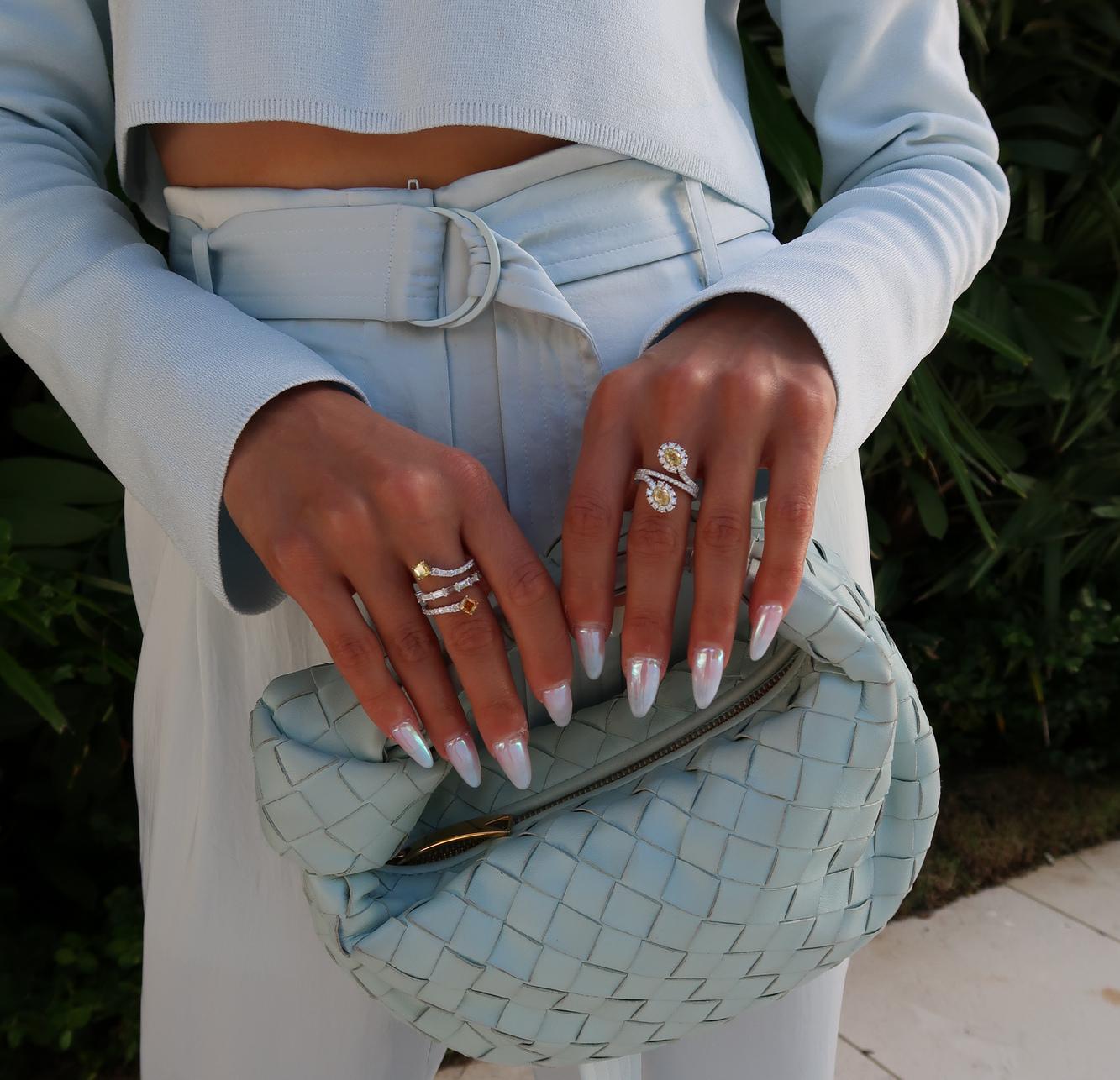 1.19 cts Bague diamant croisé certifié GIA de couleur mixte à deux pierres Neuf - En vente à New York, NY