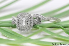 1.19 CTW Natural Diamond Halo Engagement Ring with Enhancer 14K White Gold