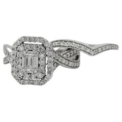 1.19 CTW Natural Diamond Halo Engagement Ring with Enhancer 14K White Gold