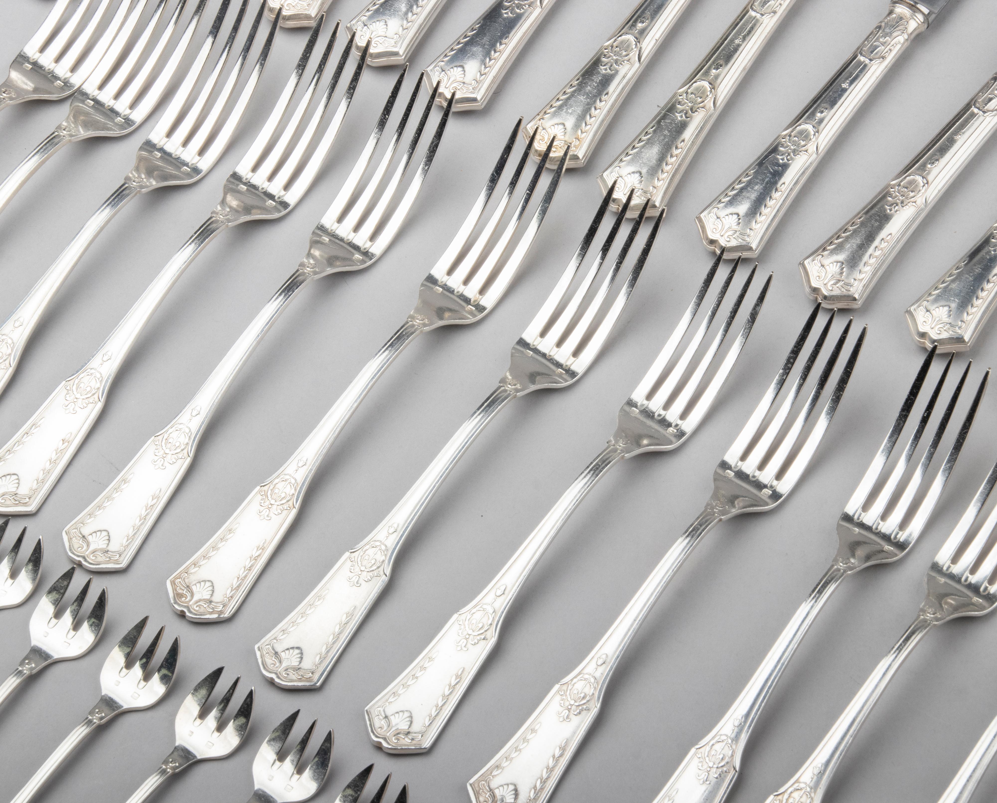 119-Piece Silver Plated Flatware for 12 Persons by SFAM Model Sans-Gêne Empire For Sale 9