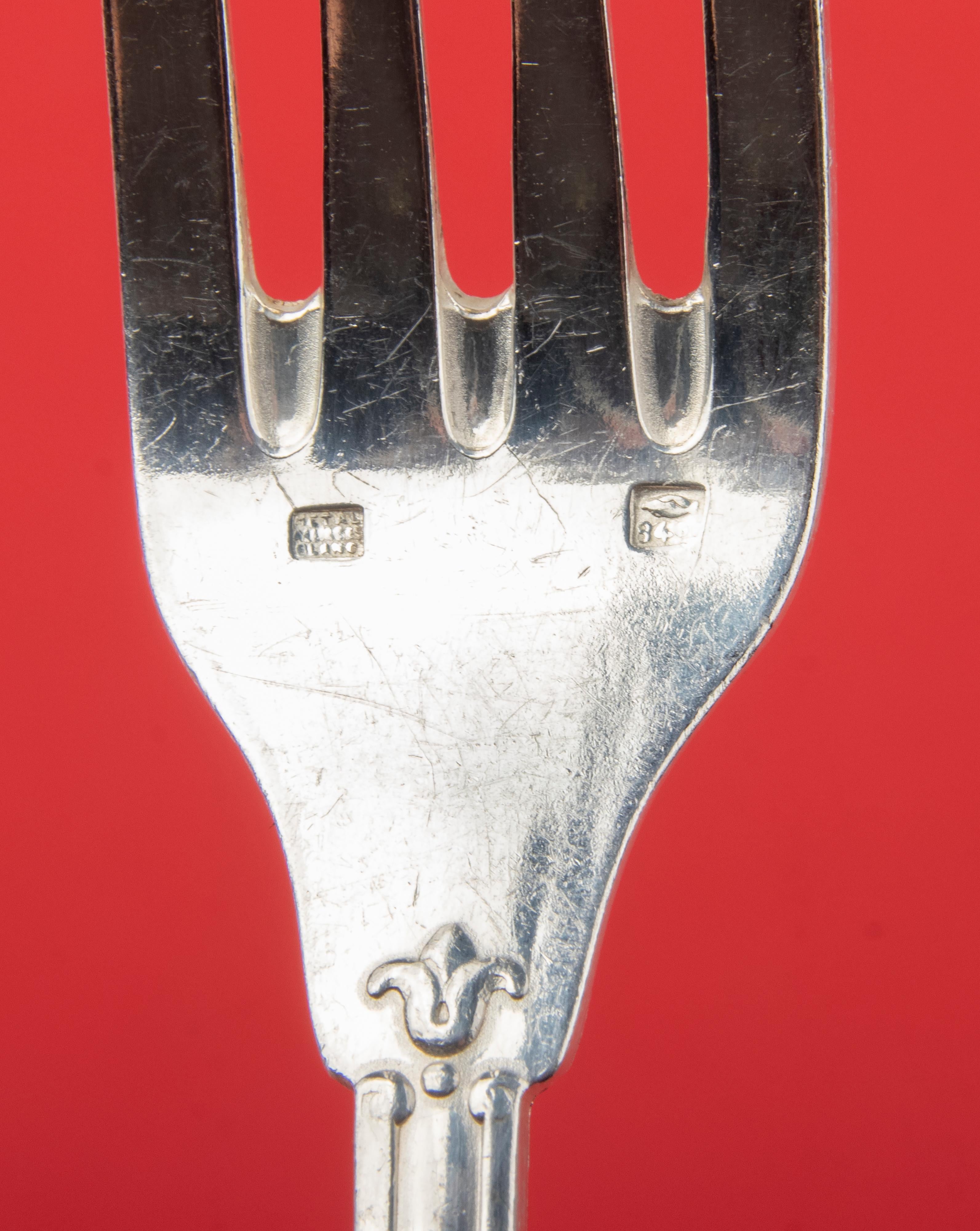 Cubiertos plateados de 119 piezas para 12 personas de SFAM Modelo Sans-Gêne Empire en venta 9