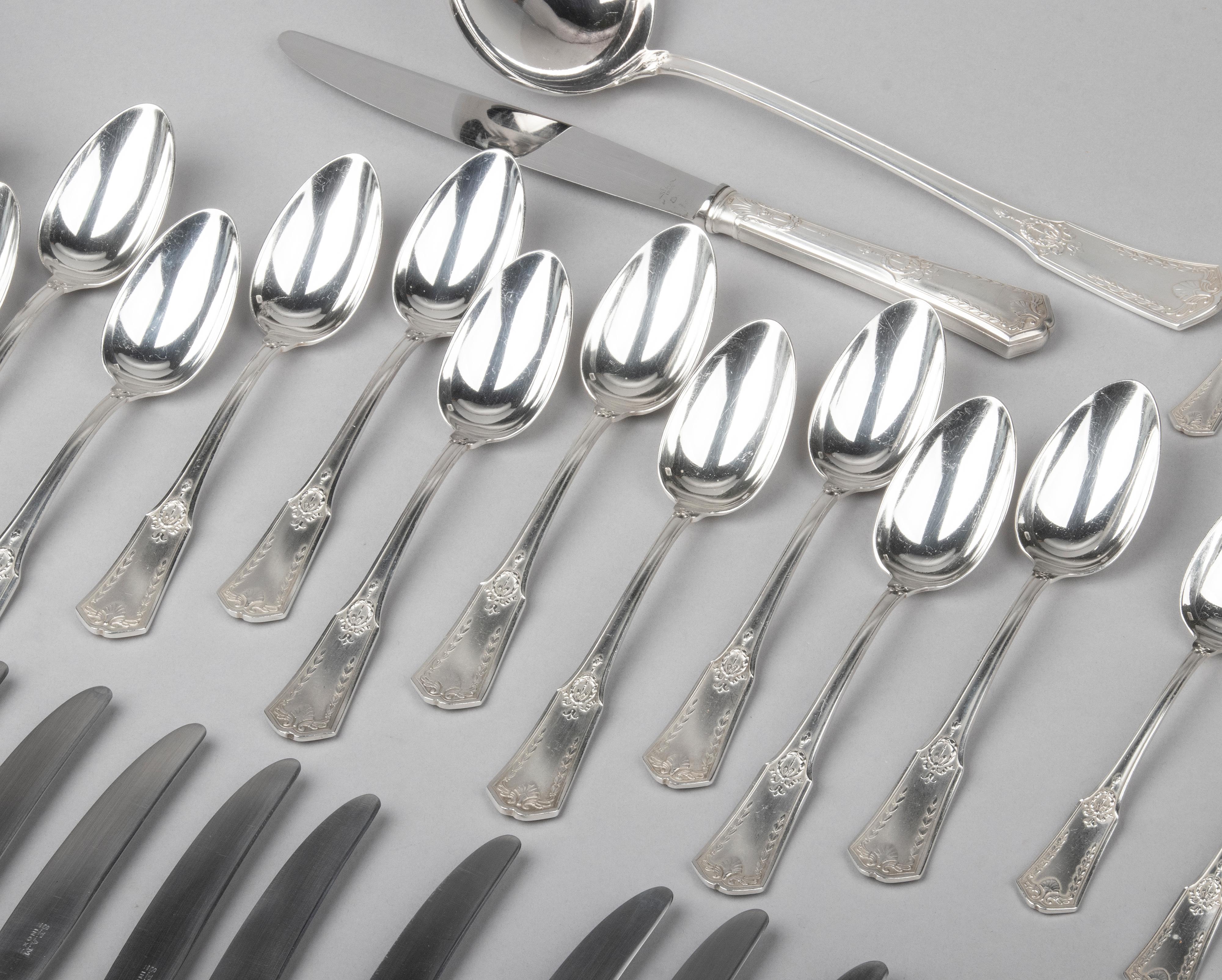 119-Piece Silver Plated Flatware for 12 Persons by SFAM Model Sans-Gêne Empire For Sale 13