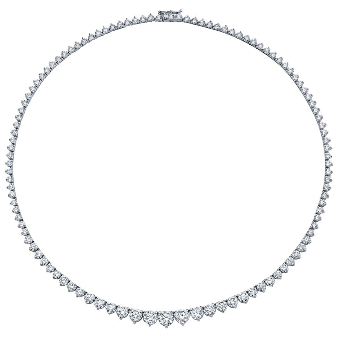 11.90 Carat Diamond Graduated Riviera Necklace For Sale