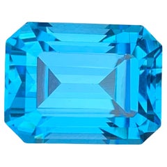 11.90 Carat Excellent Loose Swiss Blue Topaz Emerald Shape Gemstone