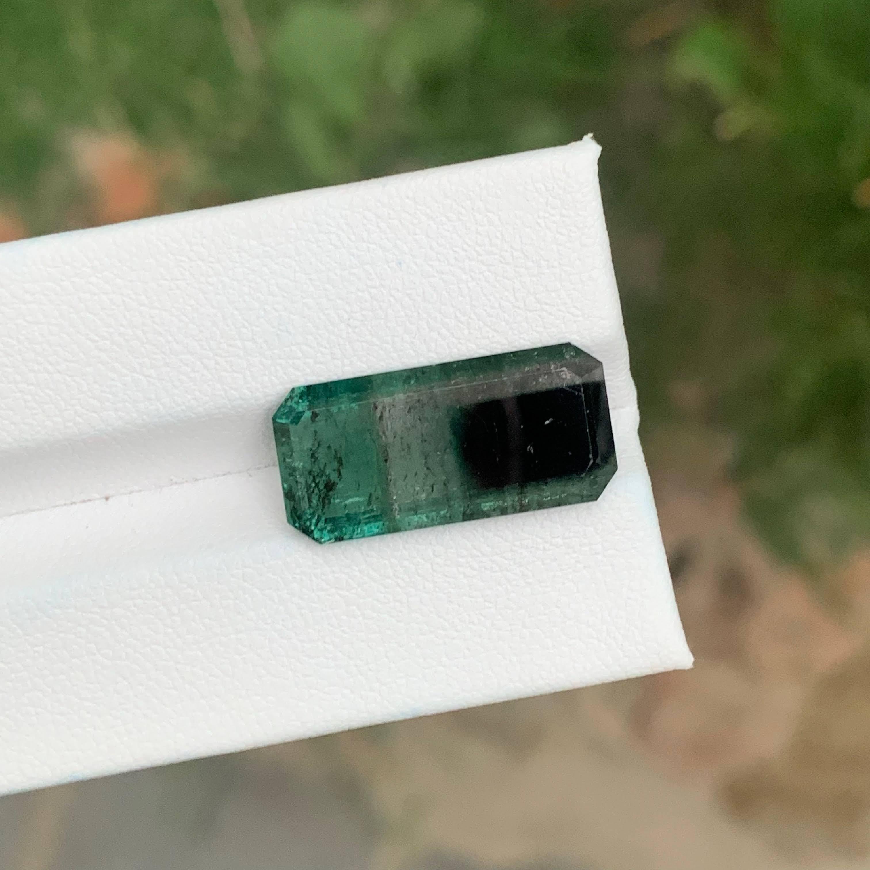 Turmalina tricolor suelta de 11,90 quilates Piedra afgana natural talla esmeralda Corte esmeralda en venta