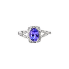 Sunita Nahata Tanzanite 1.190ct. Fancy Ring in 10K White Gold with Diamond.