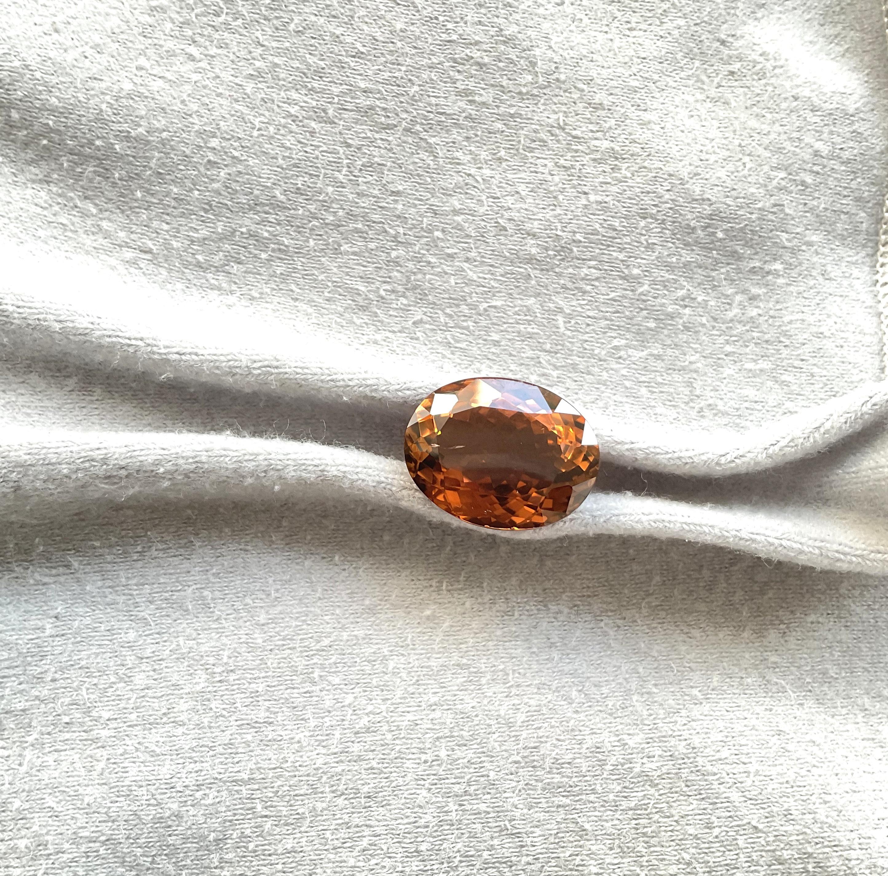 Art Deco 11.90 Carats Orange Brown Tourmaline Oval Faceted Cut Stone Natural Gemstone For Sale