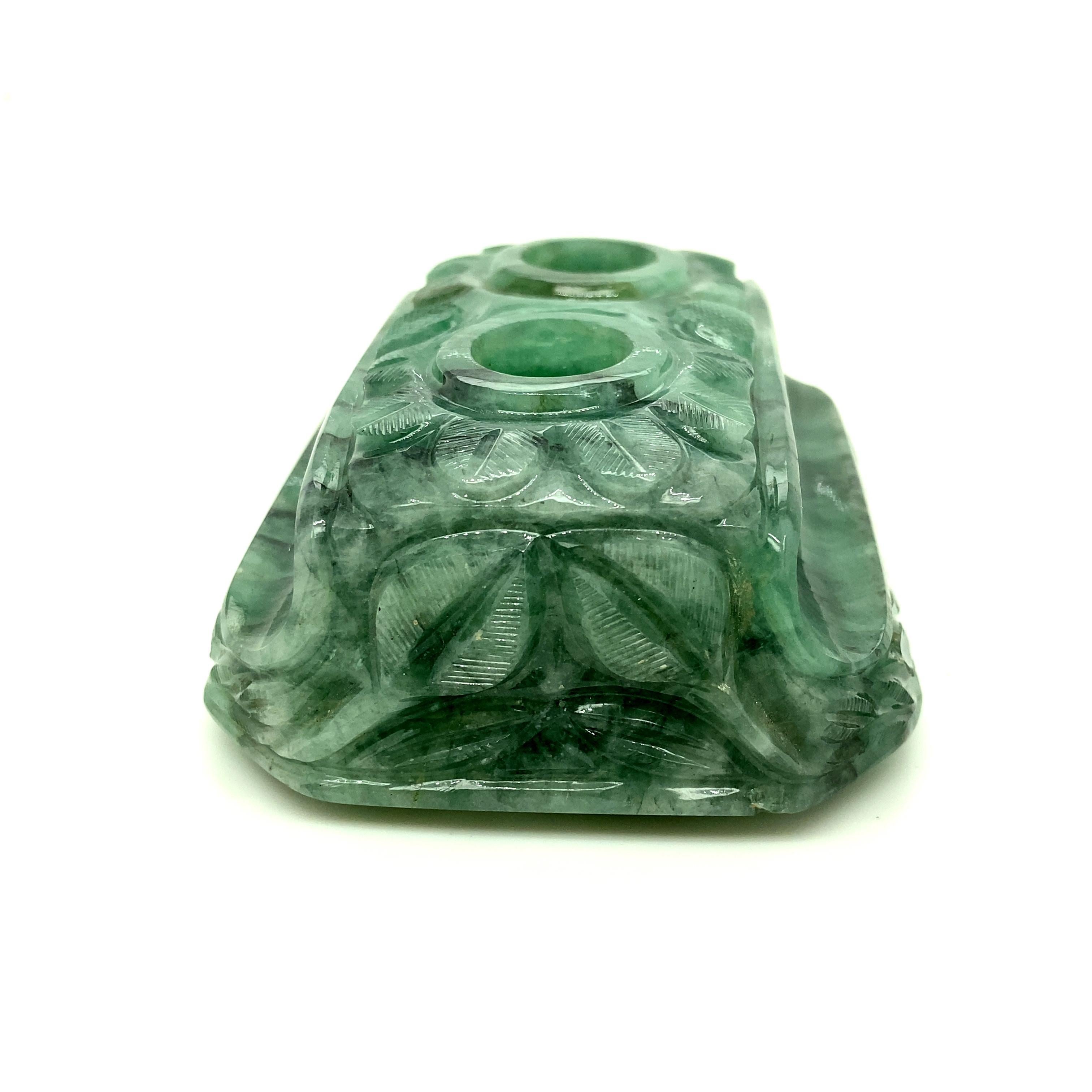 1191 Carat Carved Emerald Pen Holder For Sale 4