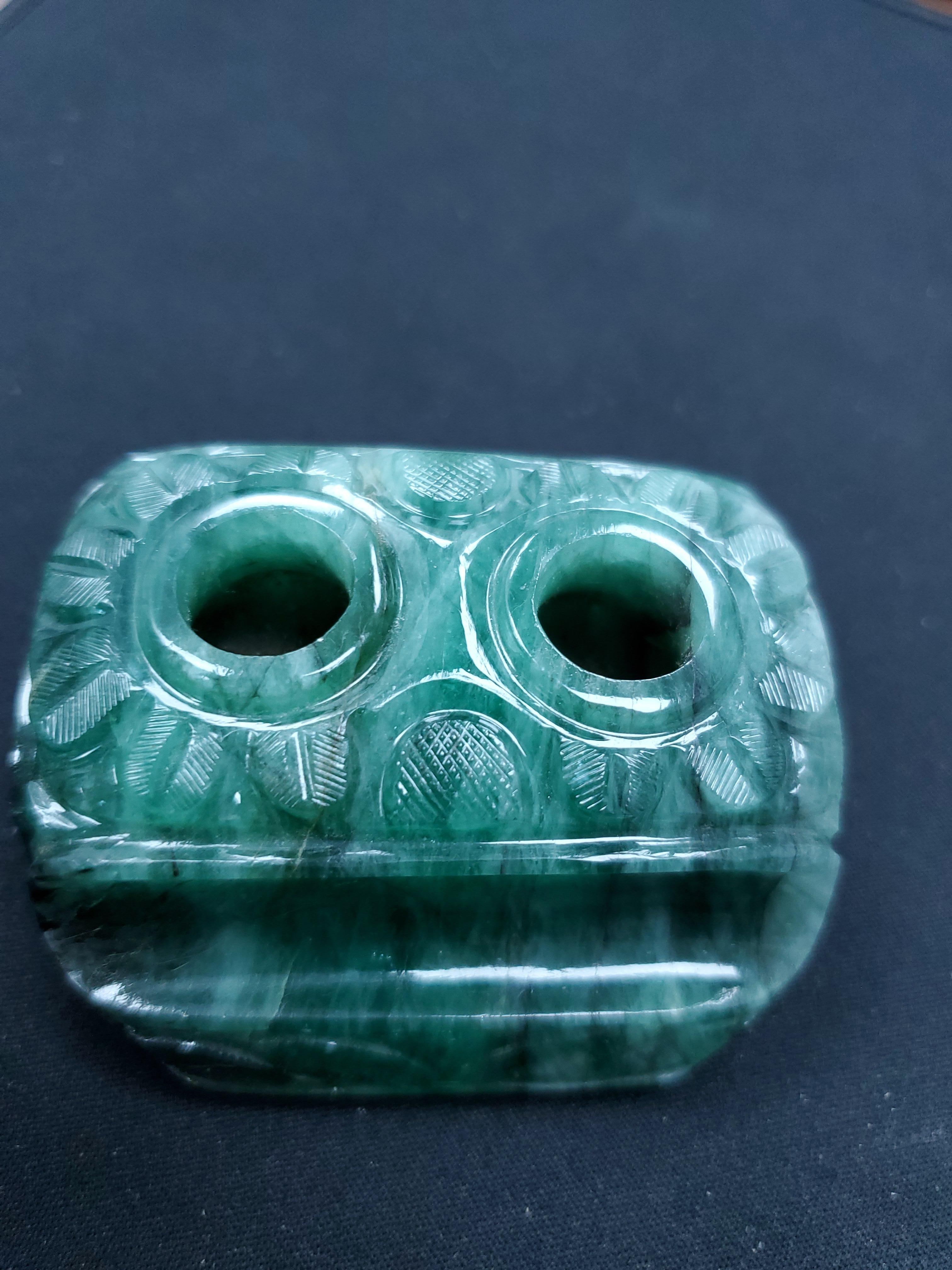 1191 Carat Carved Emerald Pen Holder For Sale 11
