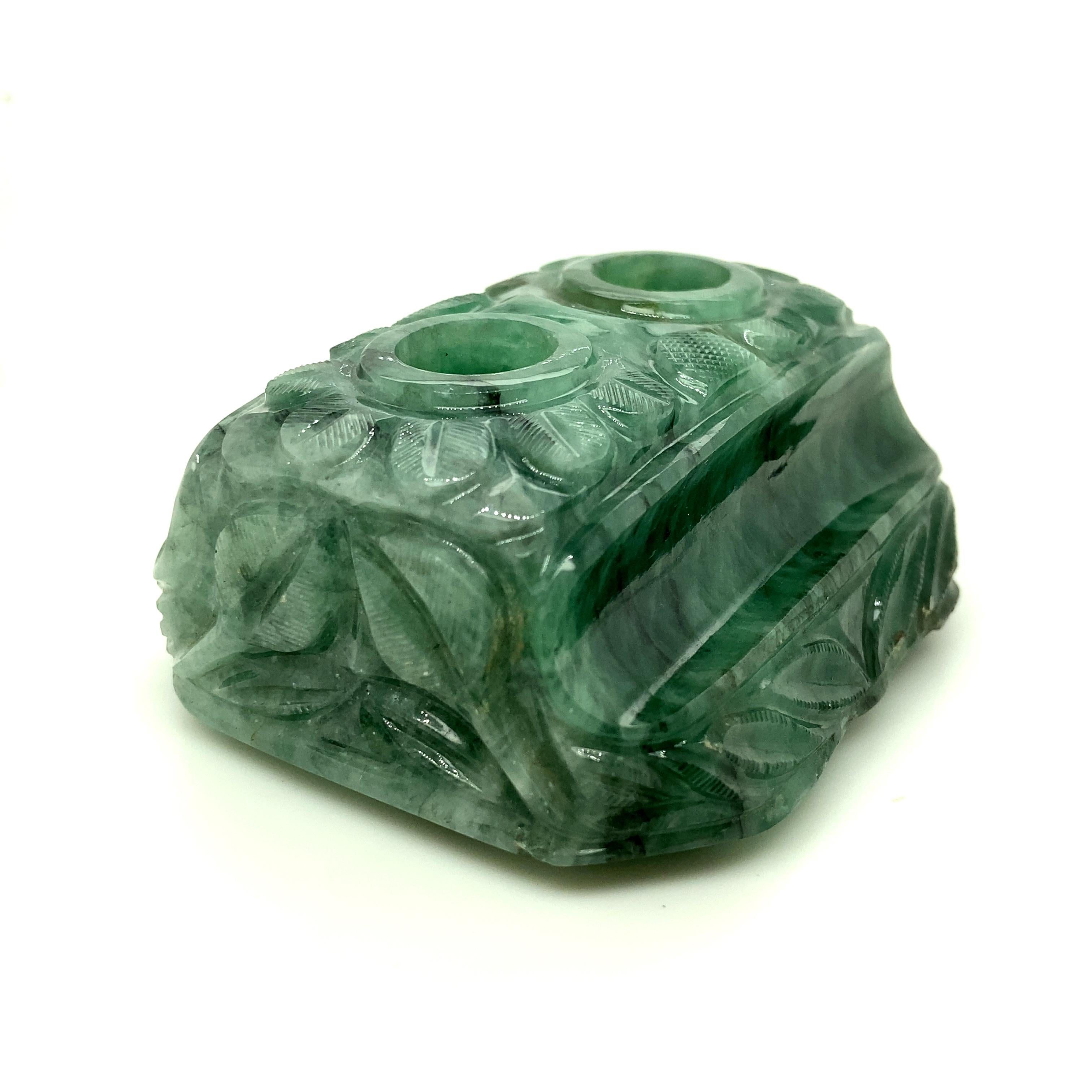 1191 Carat Carved Emerald Pen Holder For Sale 3