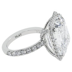 11.91 Carat Asscher Diamond Ring Brilliant White 18K Gold Grand Palais Radiance