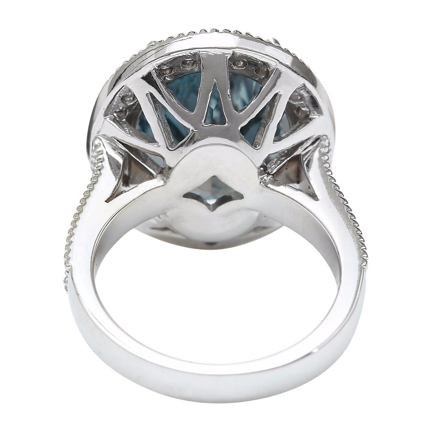 Natural Topaz 14 Karat Solid White Gold Diamond Ring In New Condition For Sale In Los Angeles, CA