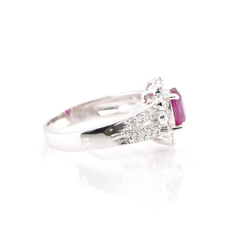 1.191 Carat Natural Untreated 'No Heat' Ruby and Diamond Ring Set in Platinum In New Condition For Sale In Tokyo, JP
