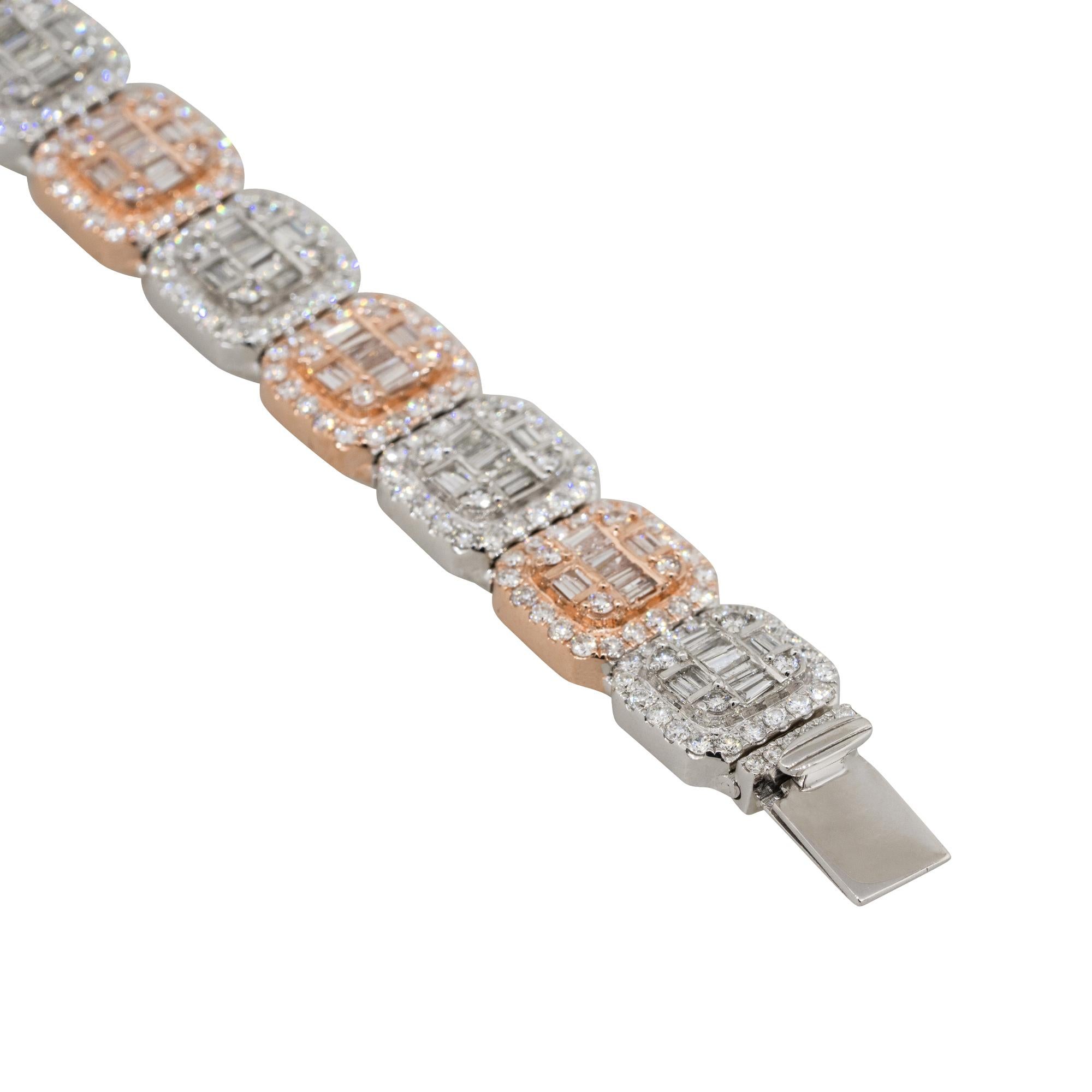11.92 Carat Invisible Set Diamond Pave Link Bracelet 14 Karat in Stock In New Condition In Boca Raton, FL