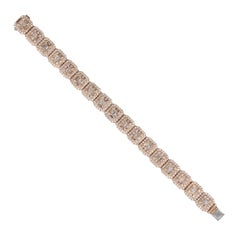 11.92 Invisible Set Diamond Pave Link Bracelet 14 Karat in Stock