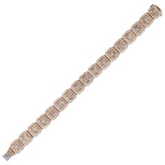 11.92 Invisible Set Diamond Pave Link Bracelet 14 Karat in Stock