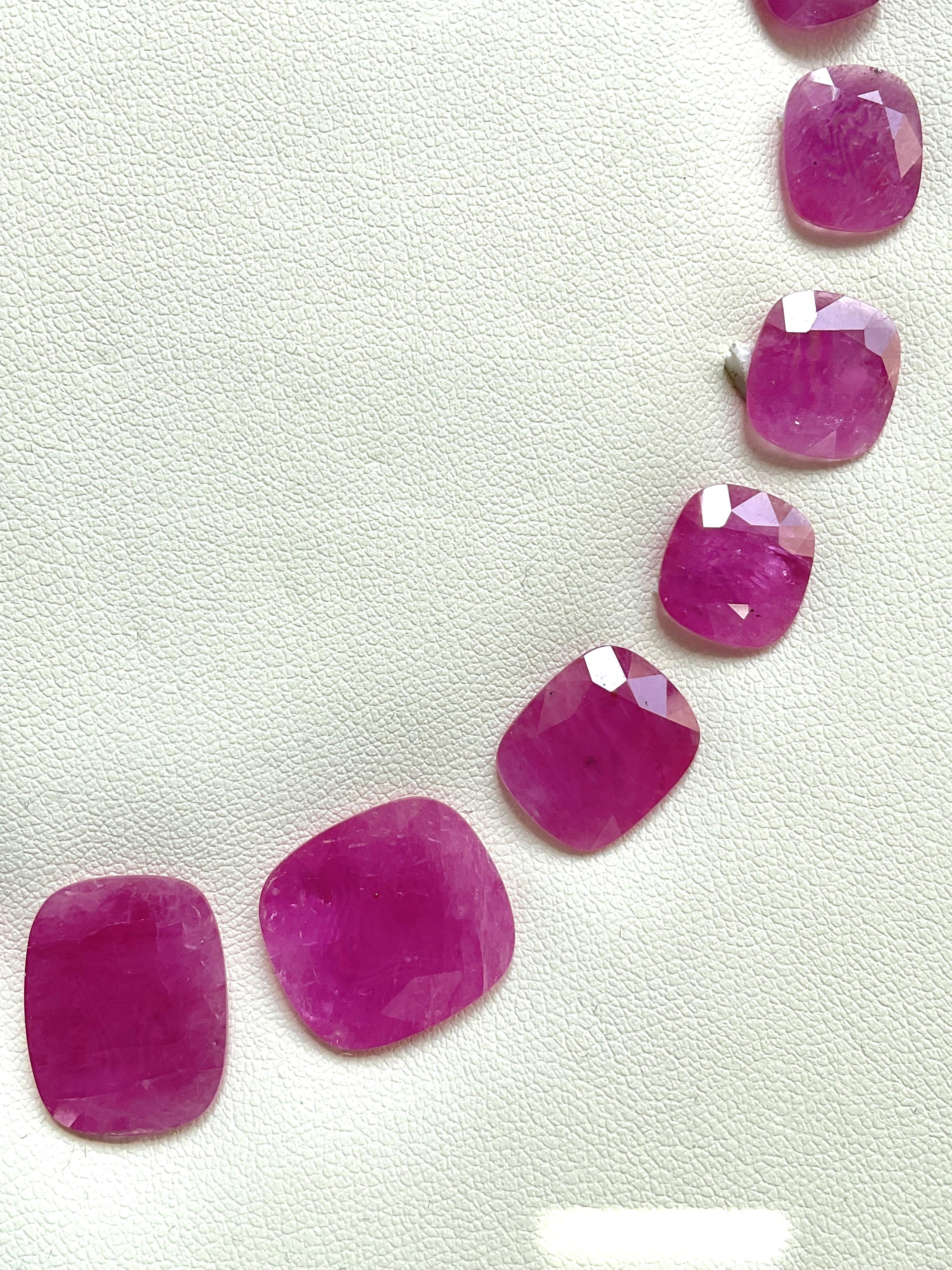 Art Deco 119.24 carats ruby Mozambique cut stone cushion 19 Pieces layout heated natural For Sale