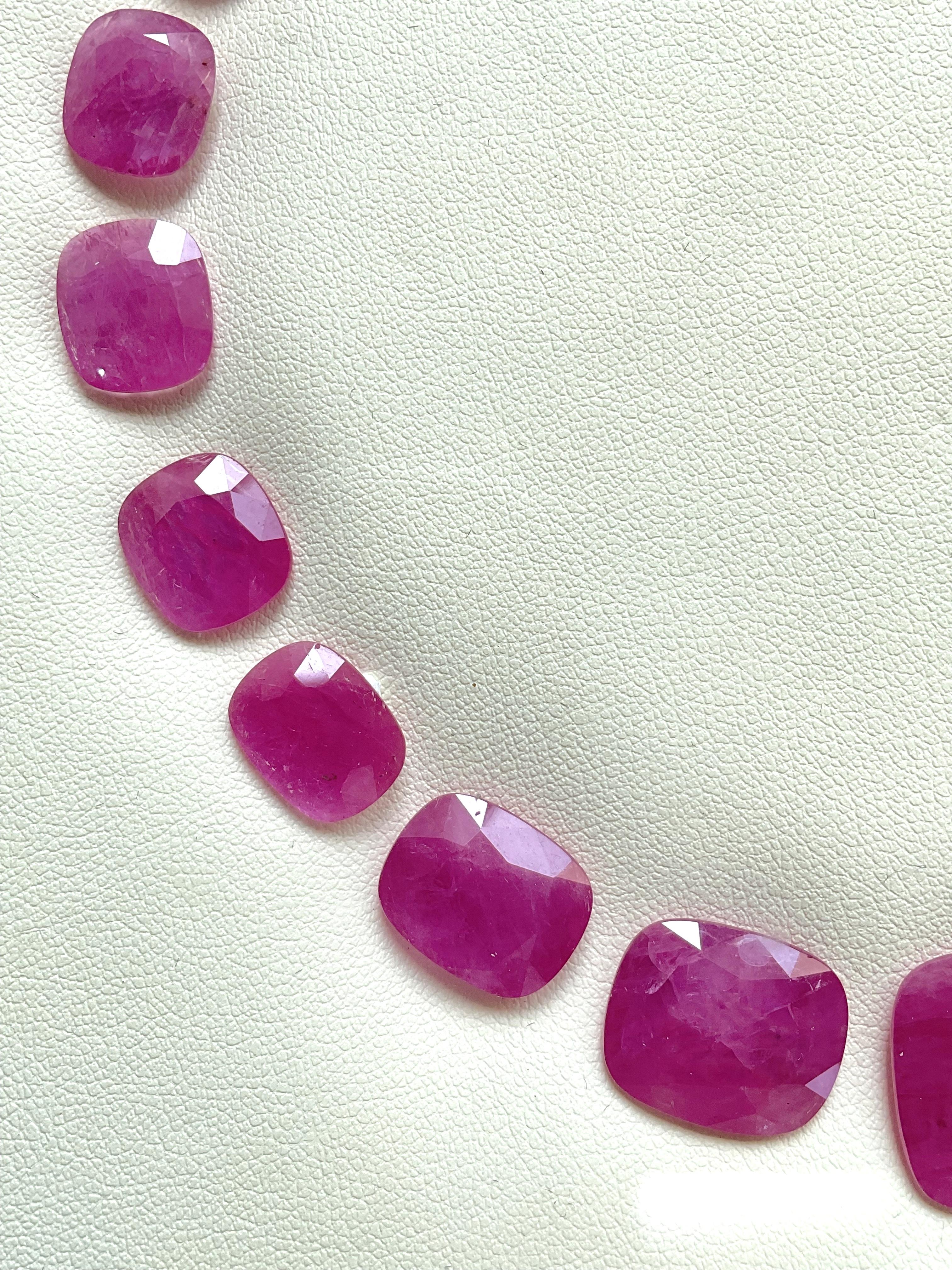 Cushion Cut 119.24 carats ruby Mozambique cut stone cushion 19 Pieces layout heated natural For Sale
