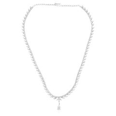 11.92Ct Marquise and Round SI/H Diamond Wedding Drop Necklace 18k White Gold