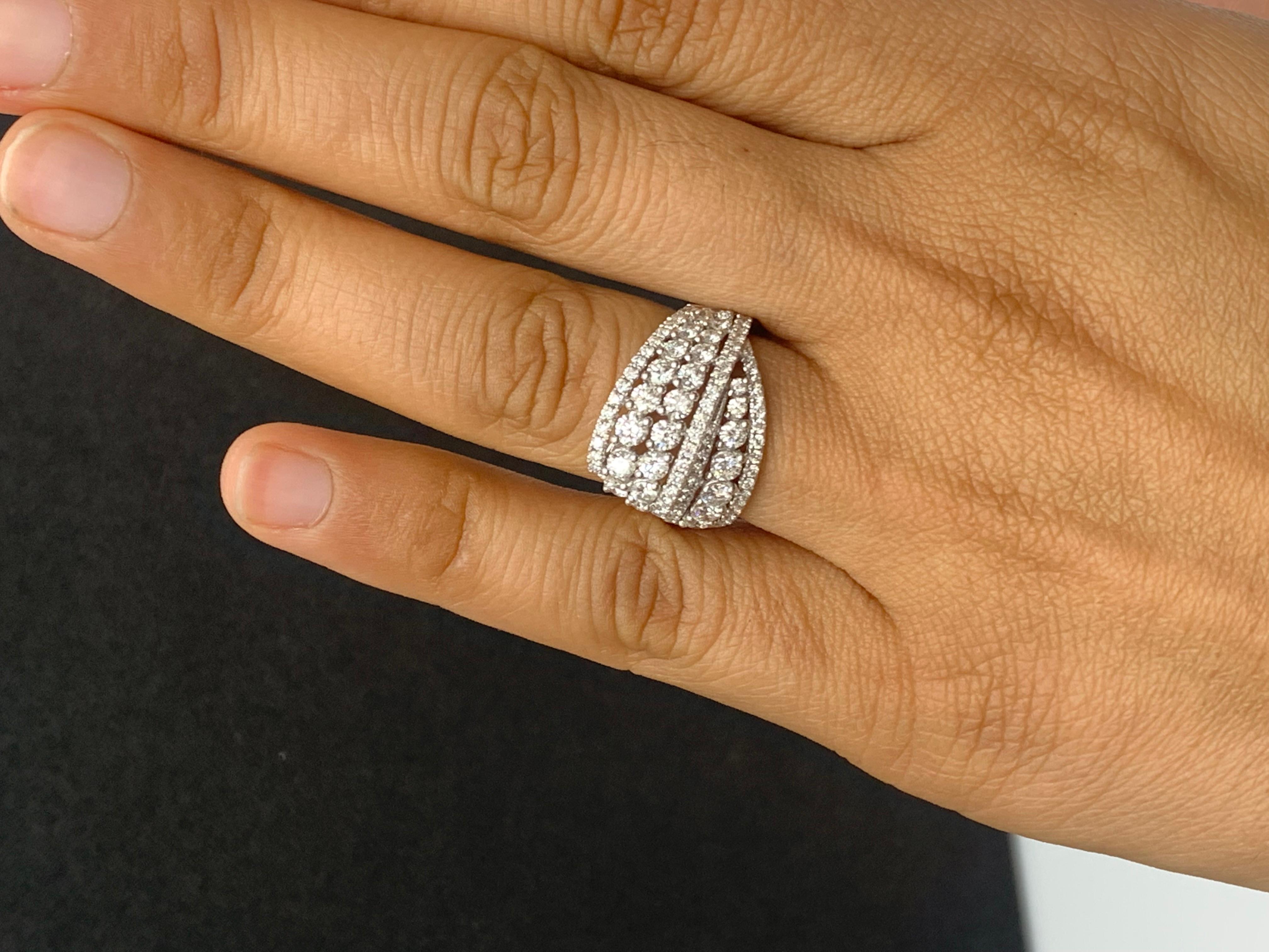 Women's 11.93 Carat Brilliant Round Cut Cluster Design Diamond Cocktail Ring in 18K For Sale