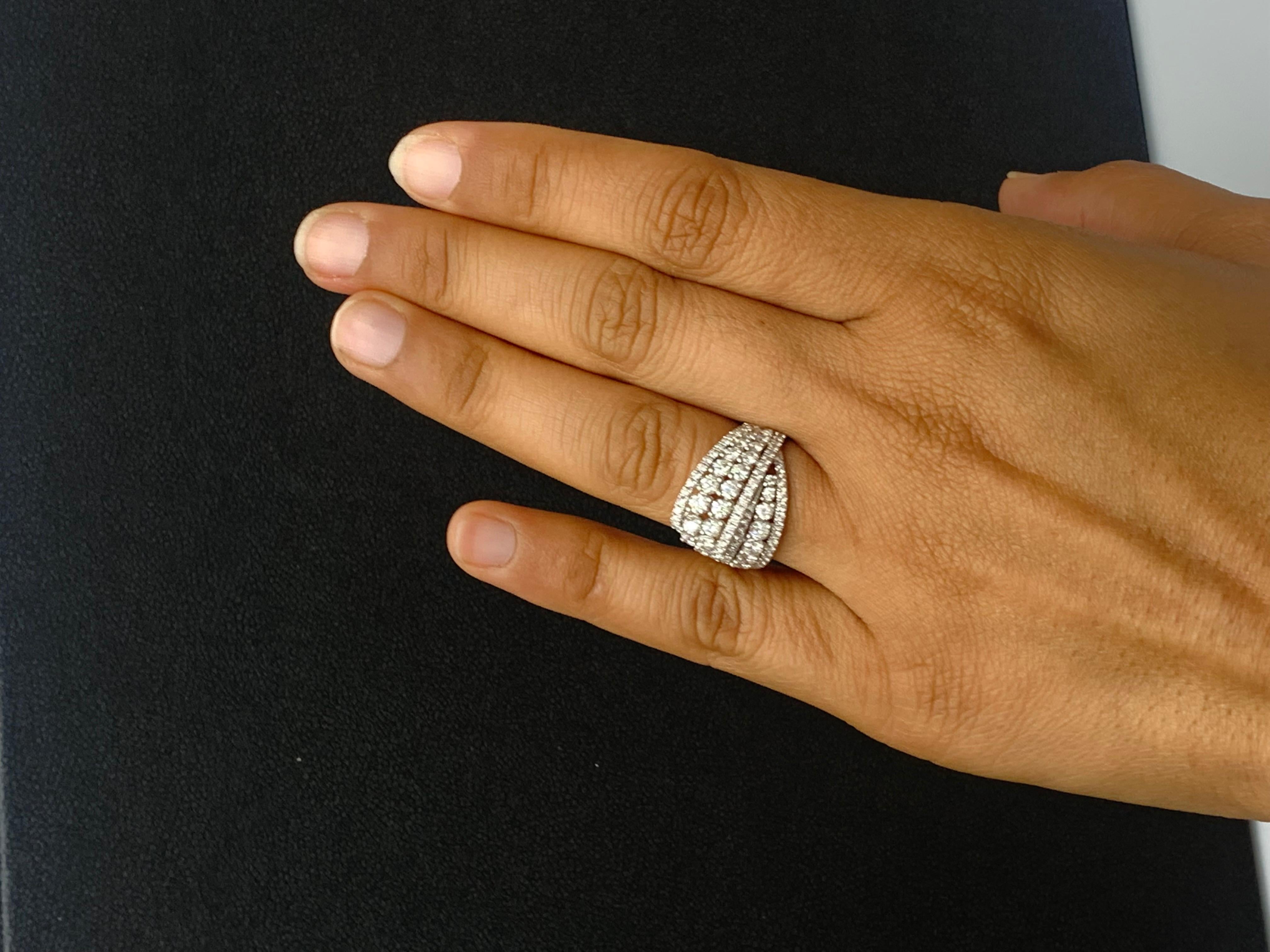 11.93 Carat Brilliant Round Cut Cluster Design Diamond Cocktail Ring in 18K For Sale 2