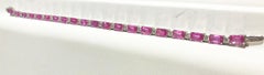 11.93 Carat Pink Sapphire and Diamond 14 Karat White Gold Tennis Bracelet