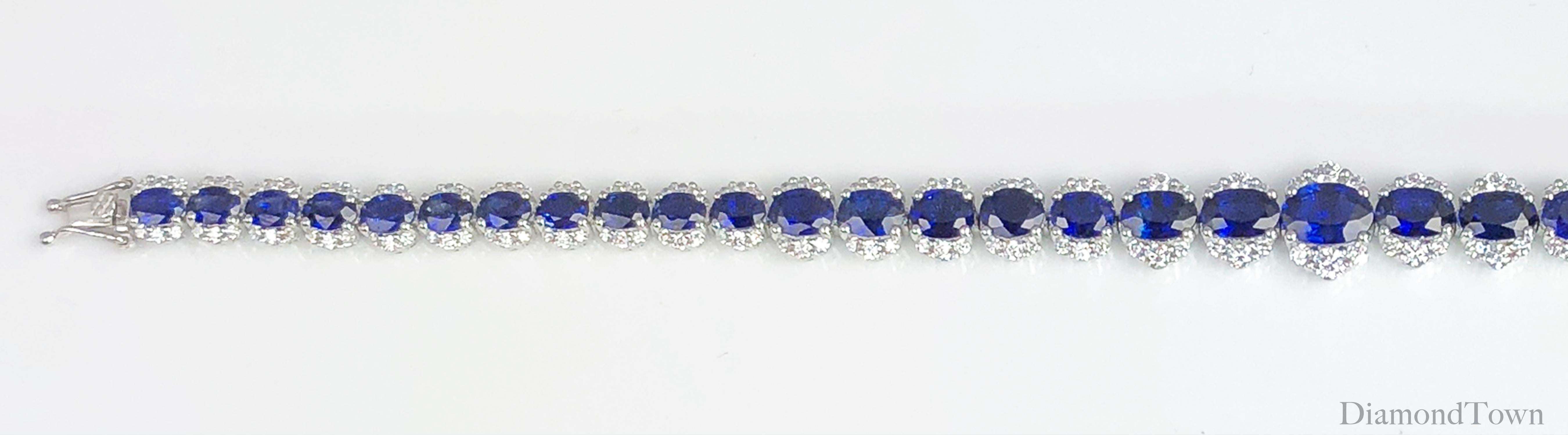 Contemporary DiamondTown 11.93 Carat Vivid Blue Sapphire and Diamond Bracelet