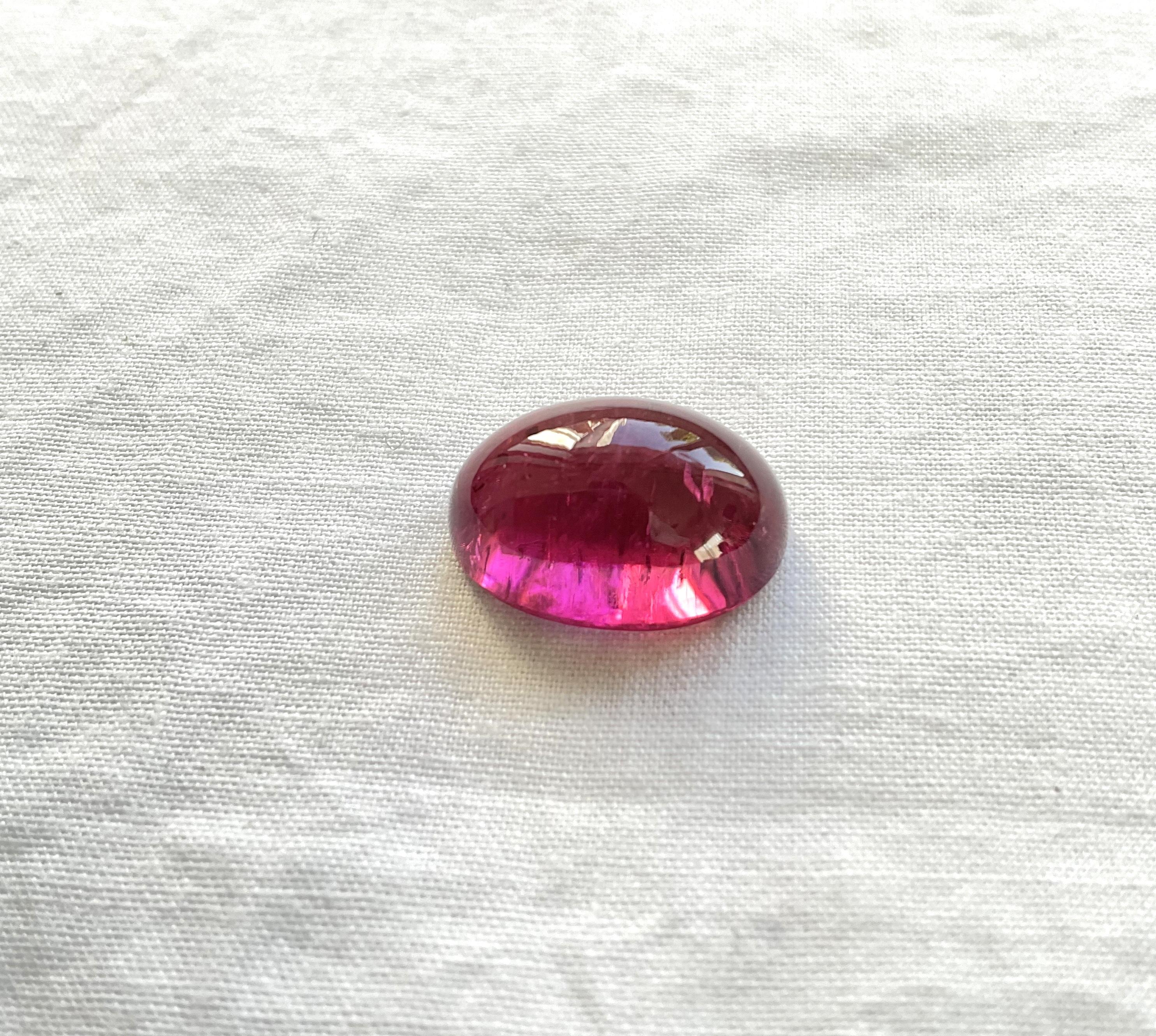11.93 Carats Top Quality Rubellite Tourmaline Oval Cabochon Natural Gemstone In New Condition For Sale In Jaipur, RJ