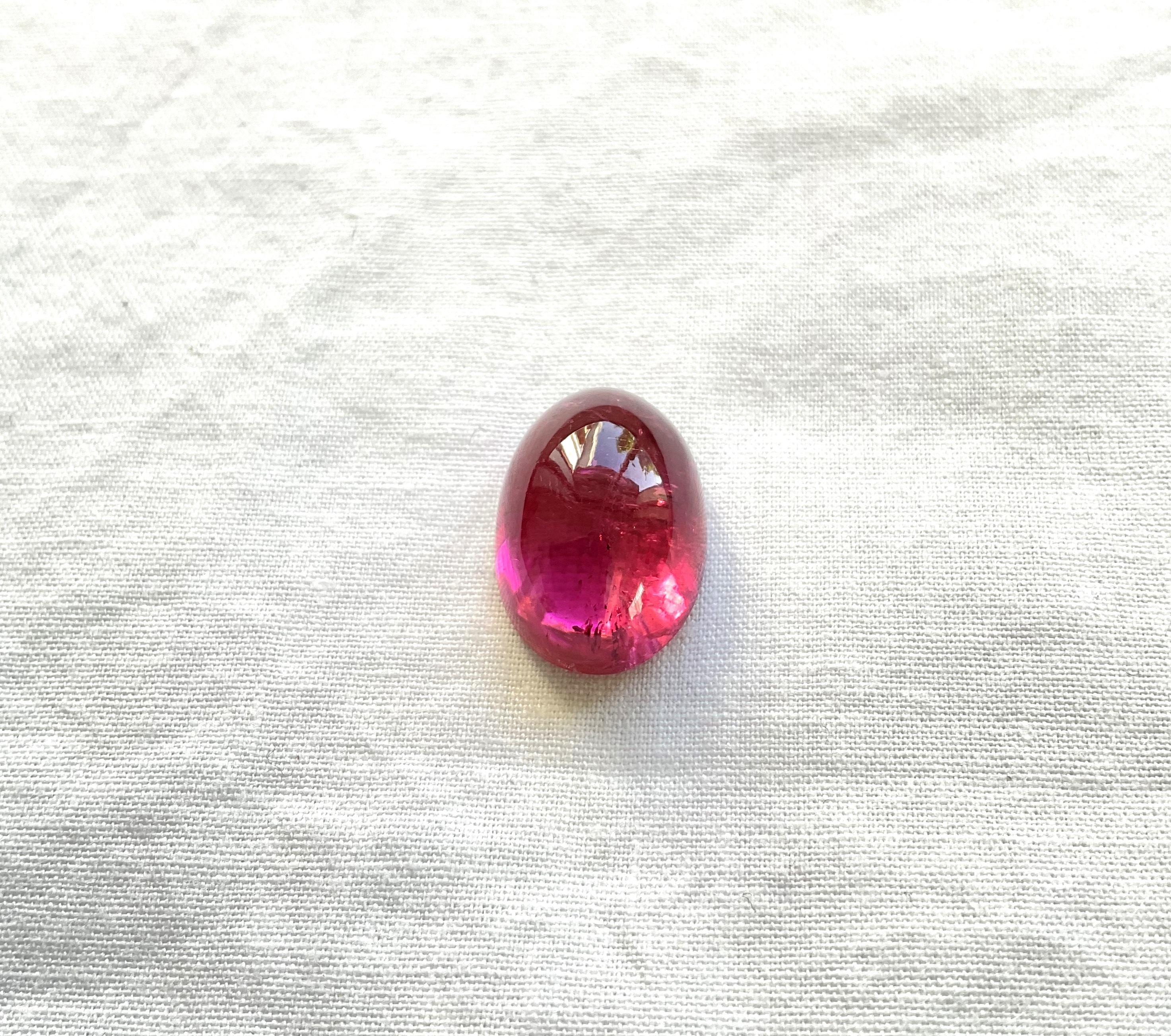 Women's or Men's 11.93 Carats Top Quality Rubellite Tourmaline Oval Cabochon Natural Gemstone For Sale