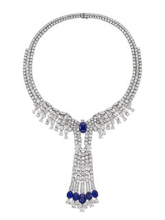 119,30 Quilates Total Importante Zafiro y Diamante talla mixta Collar Gota