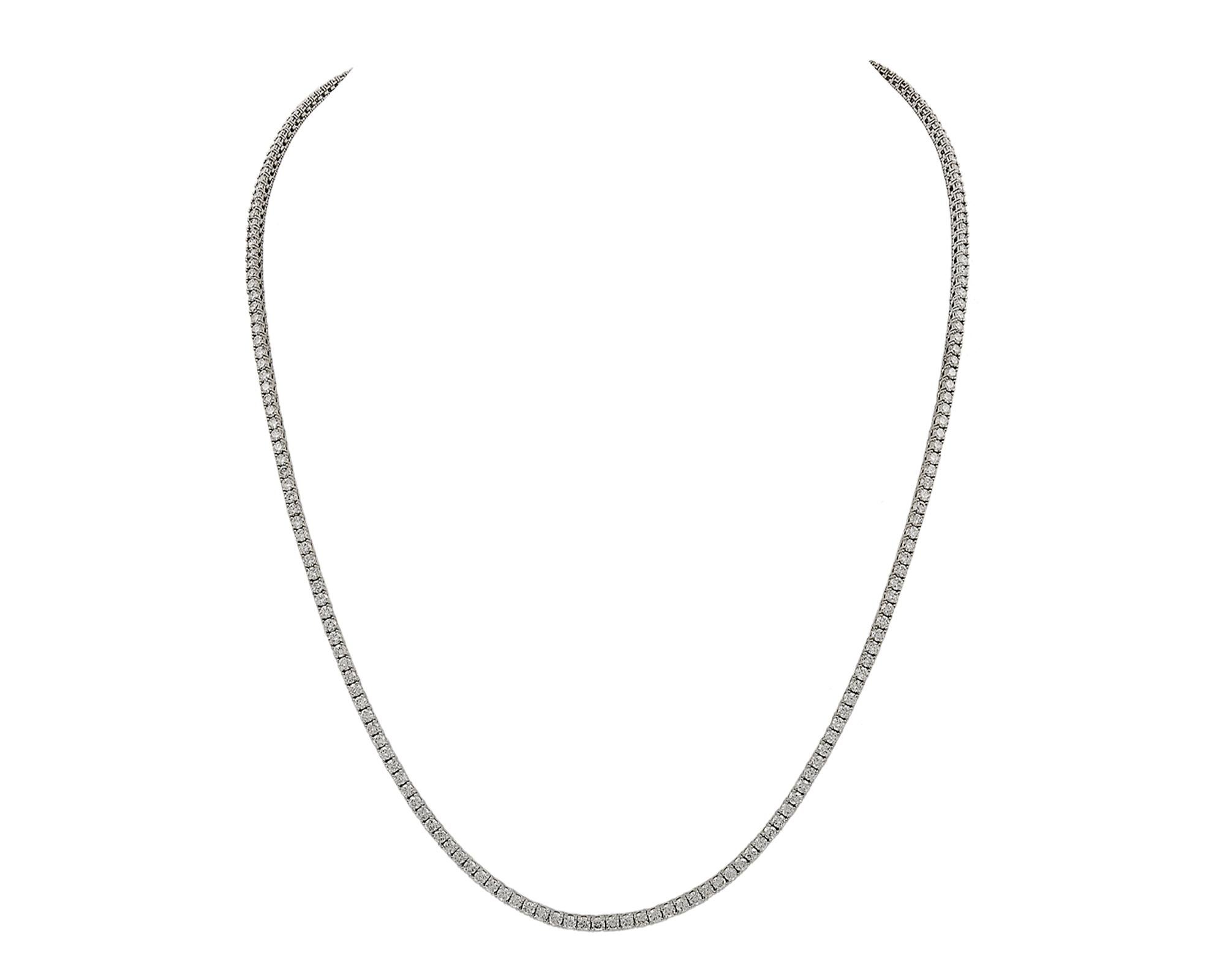 Spectra Fine Jewelry, 11.94 Carat Diamond Tennis Necklace in White Gold In New Condition In New York, NY