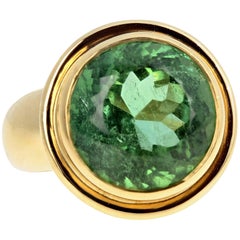 11.94 Carat Green Tourmaline 18 Karat Gold Ring