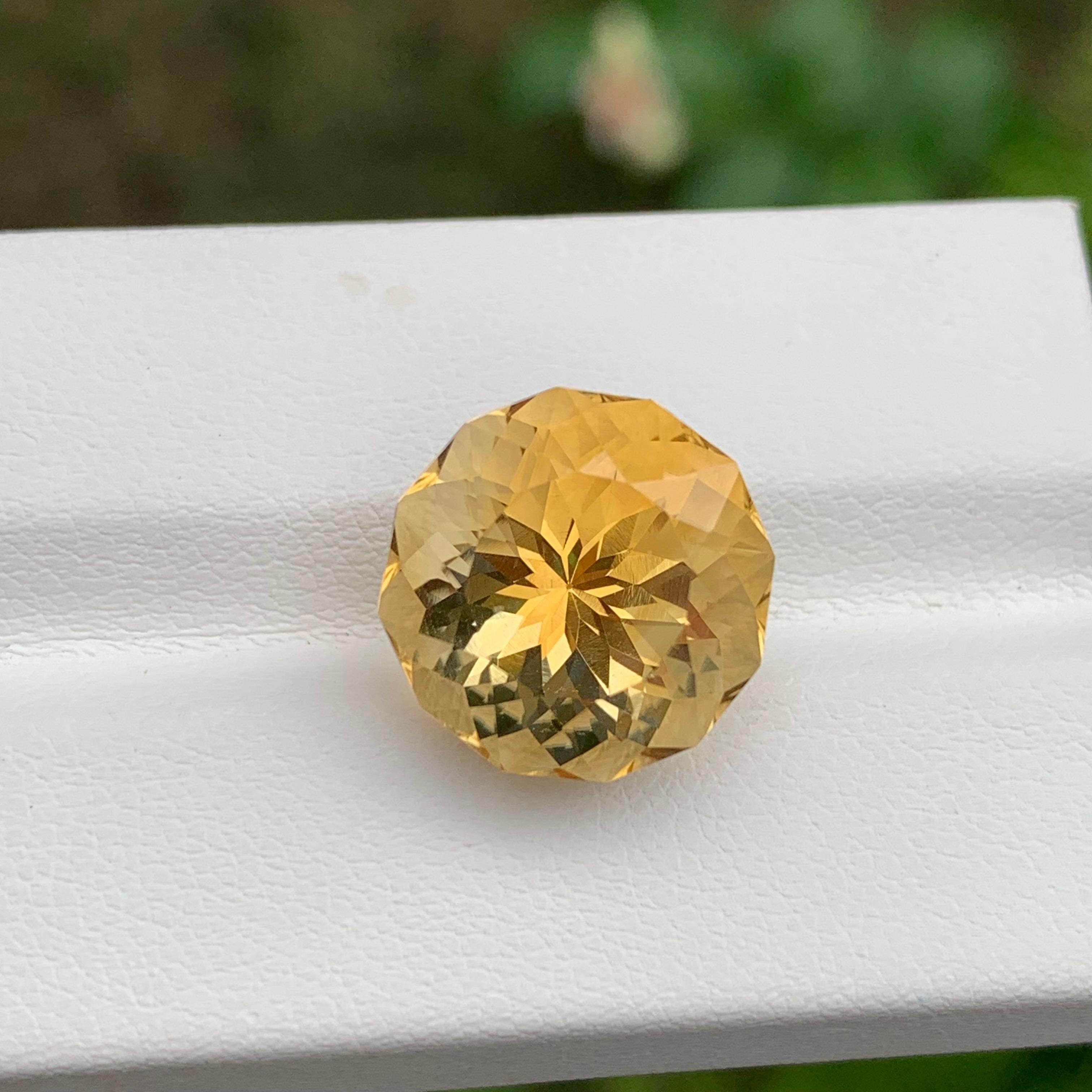 Arts and Crafts 11.95 Carat Natural Loose Citrine Round Flower Cut Gem For Necklace For Sale