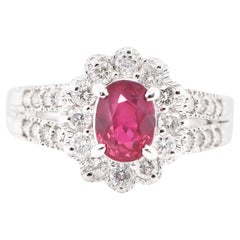 1.195 Carat No Heat Ruby and Diamond Cocktail Ring Set in Platinum