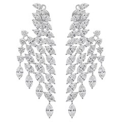 11,95 Carati SI/H Diamante Naturale Orecchini a Penzoloni in Oro Bianco 14 Carati