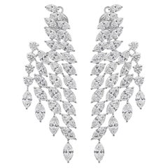 11,95 Carati SI/H Diamante Naturale Orecchini a Penzoloni Oro Bianco 18 Carati