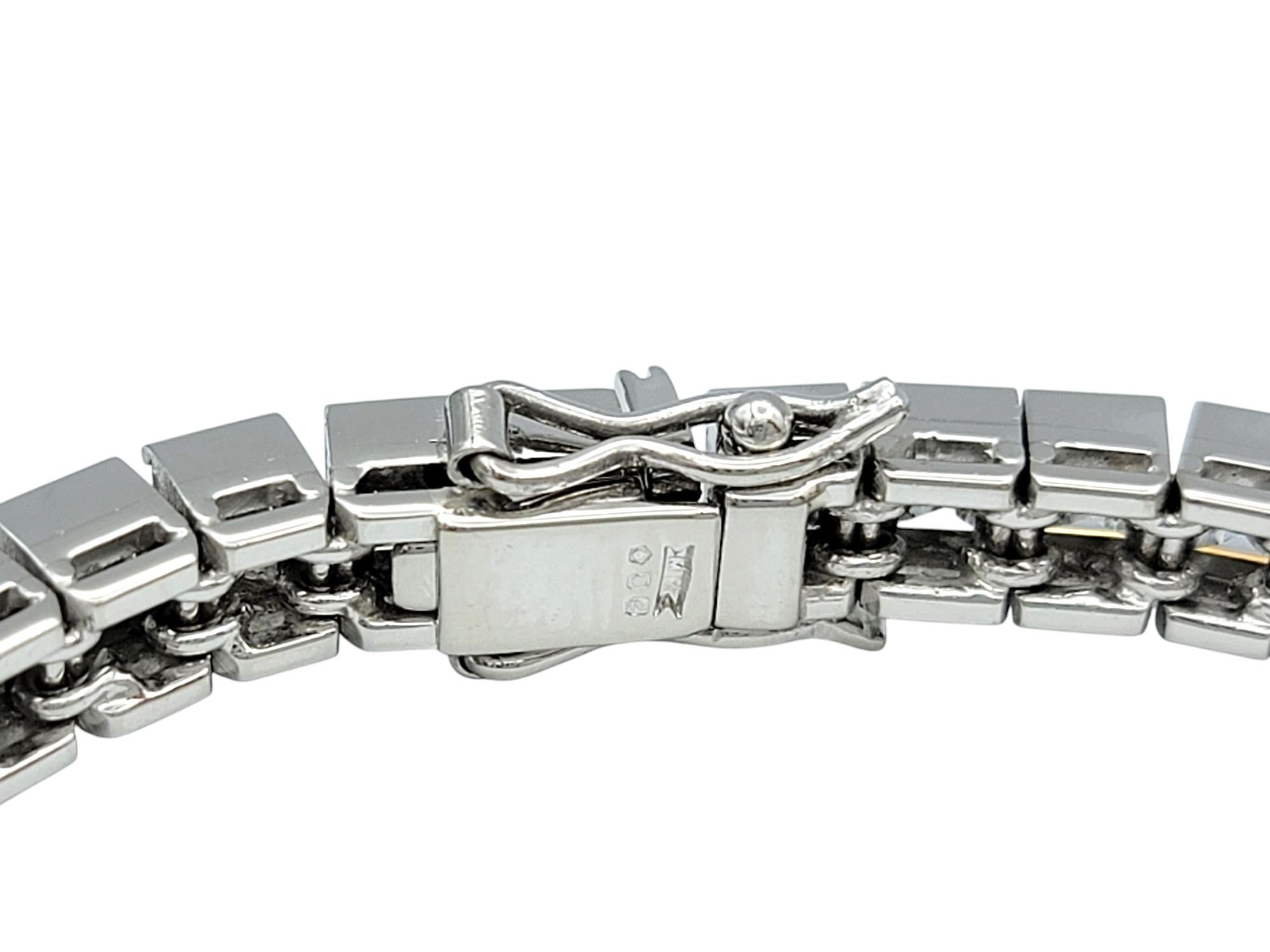 11.95 Carat Total Square Step Cut Diamond Tennis Bracelet in Polished Platinum For Sale 4