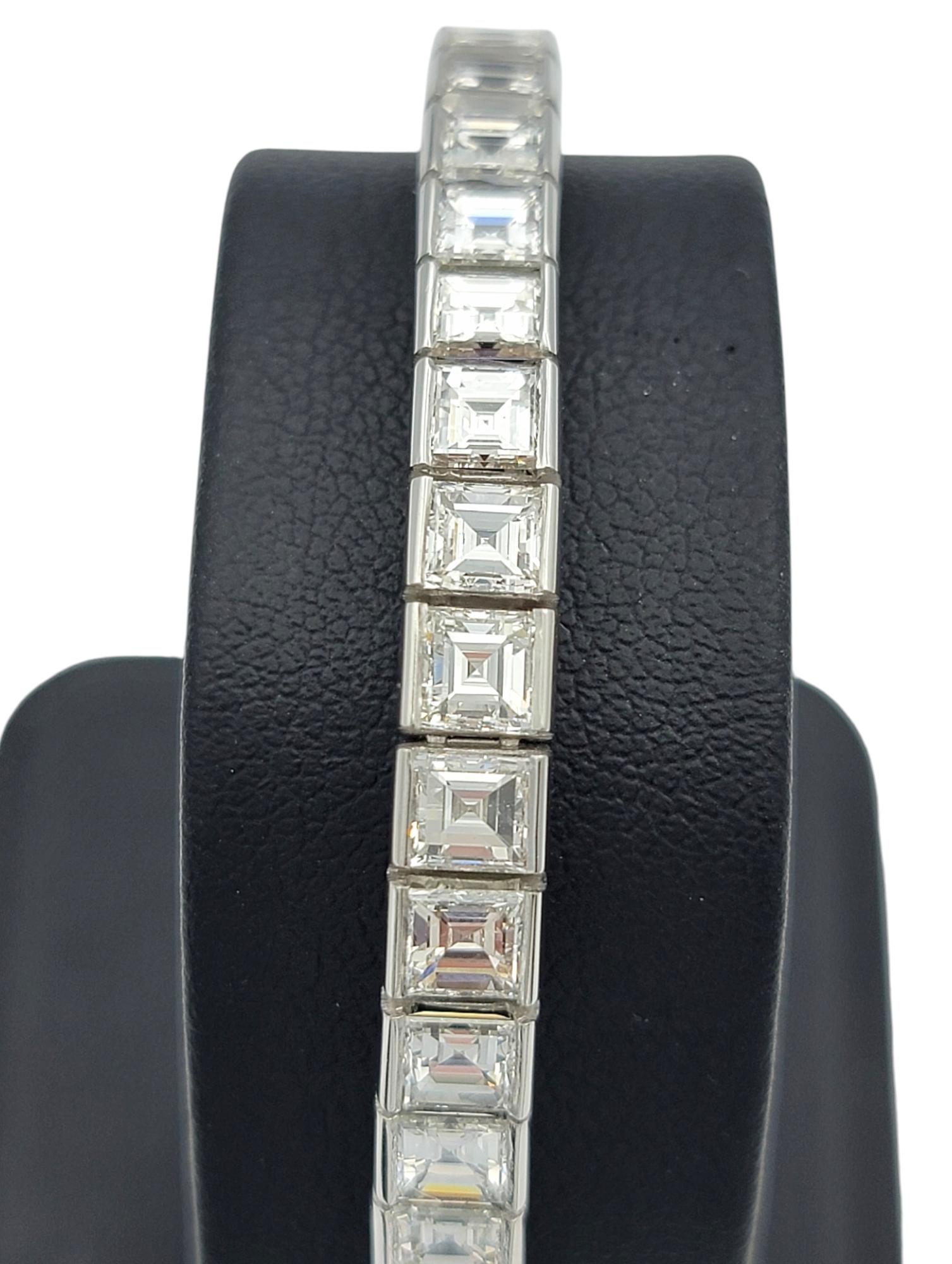 11.95 Carat Total Square Step Cut Diamond Tennis Bracelet in Polished Platinum For Sale 6