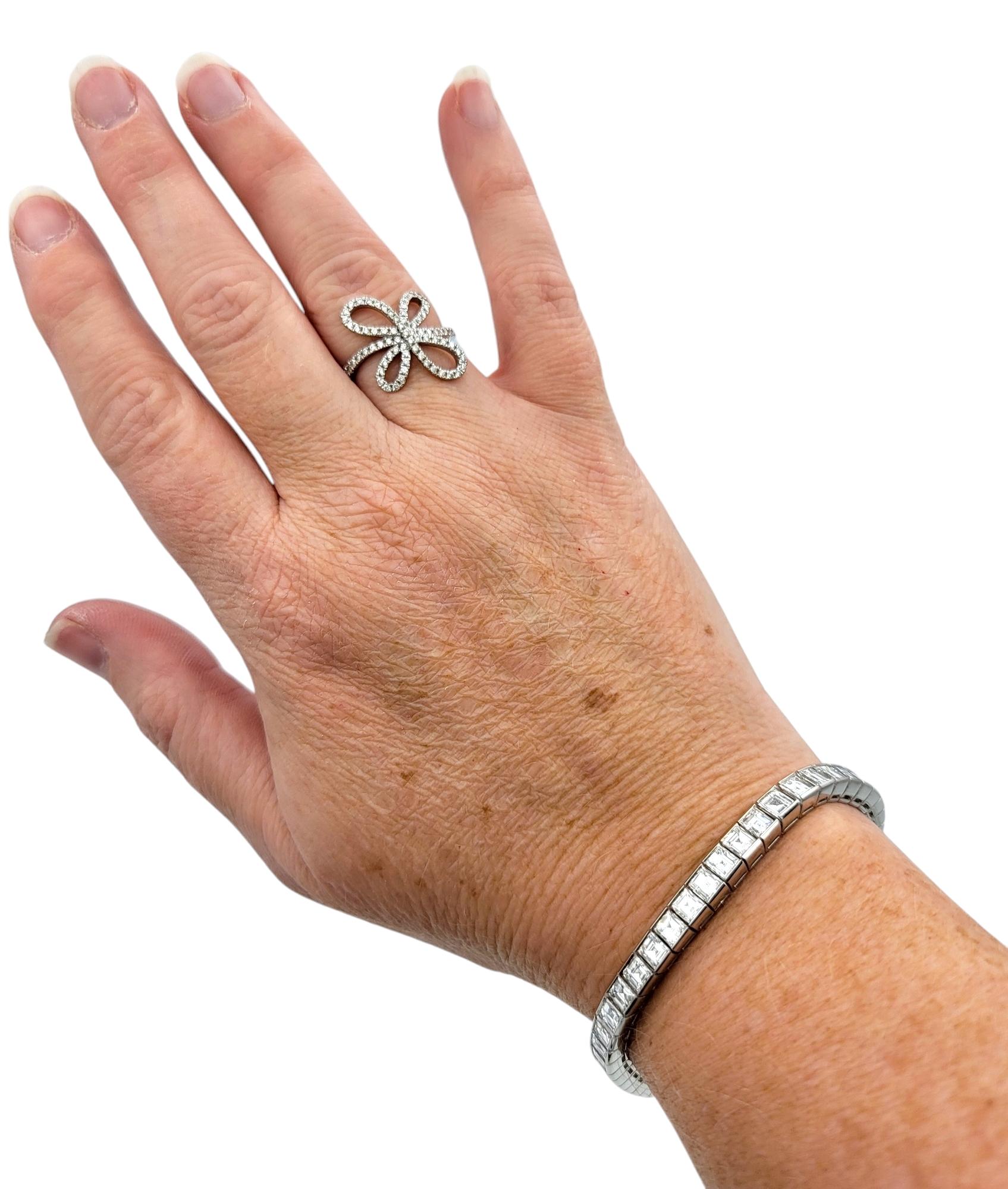 11.95 Carat Total Square Step Cut Diamond Tennis Bracelet in Polished Platinum For Sale 8