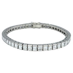 11.95 Carat Total Square Step Cut Diamond Tennis Bracelet in Polished Platinum