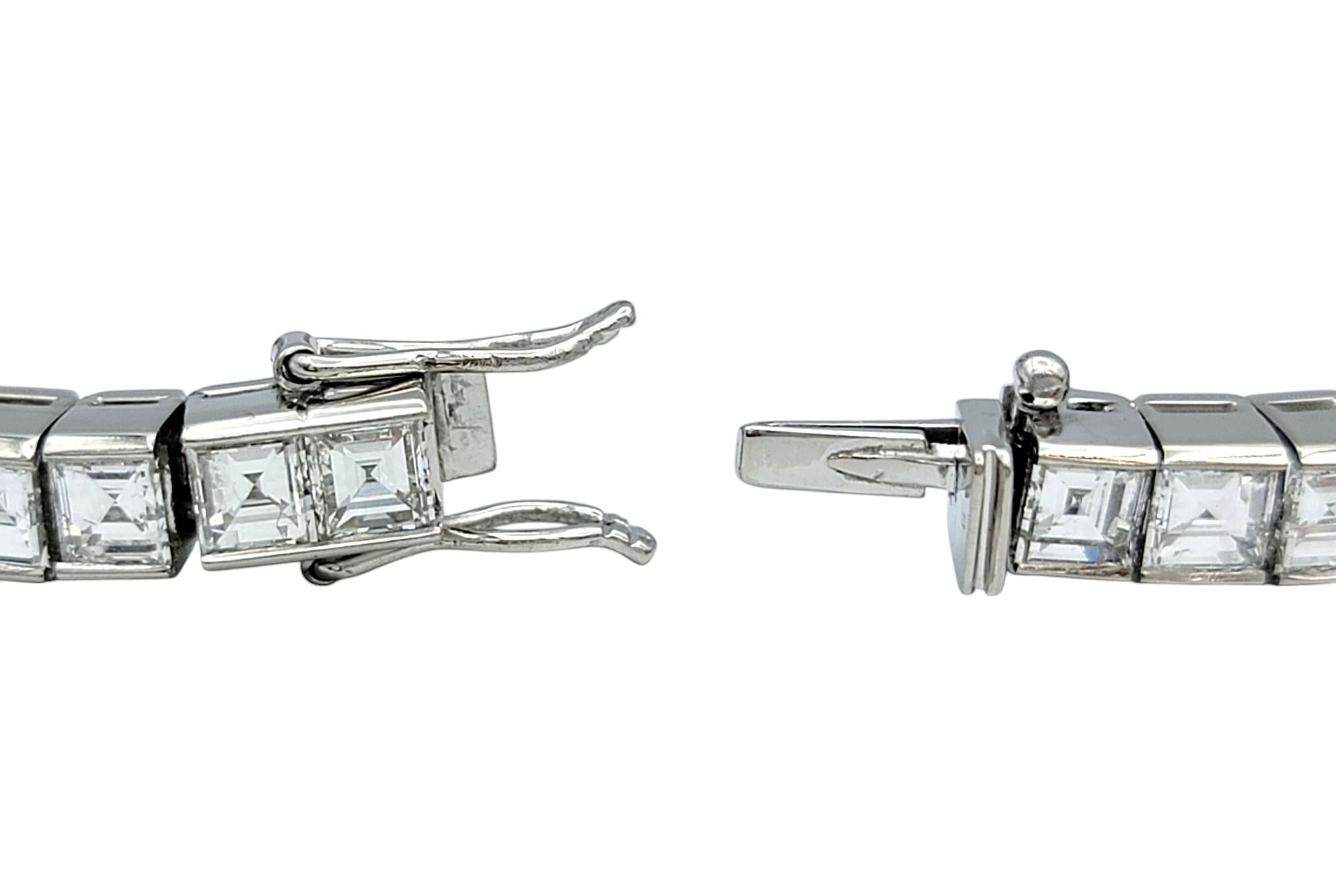11.95 Carat Total Square Step Cut Diamond Tennis Bracelet in Polished Platinum For Sale 3