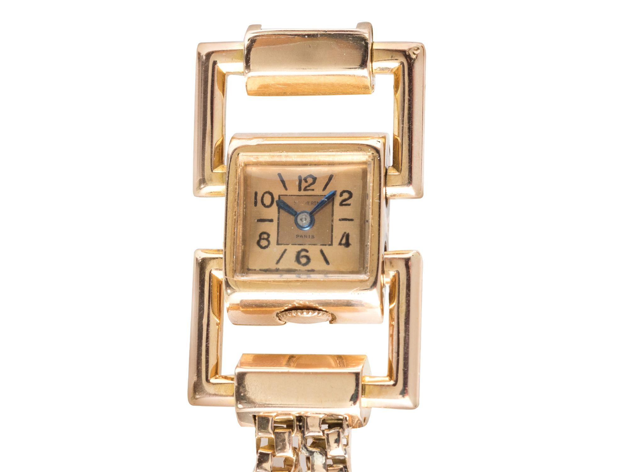 Beautiful Art Deco Boucheron Paris 18k Rose Gold Watch.  