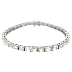 11.96 Carat Emerald Cut H VS Diamond 18 Karat White Gold Tennis Bracelet