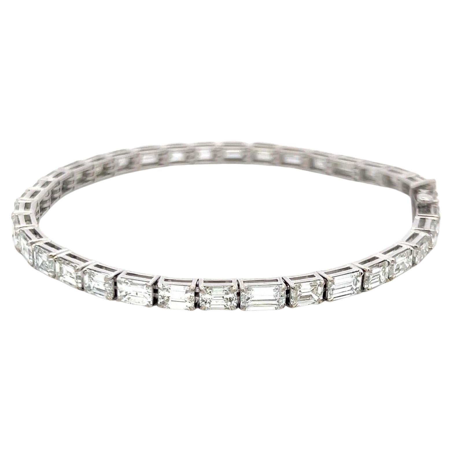 Pulsera de tenis con diamantes talla esmeralda H VS de 11,96 ct en oro blanco de 18 quilates