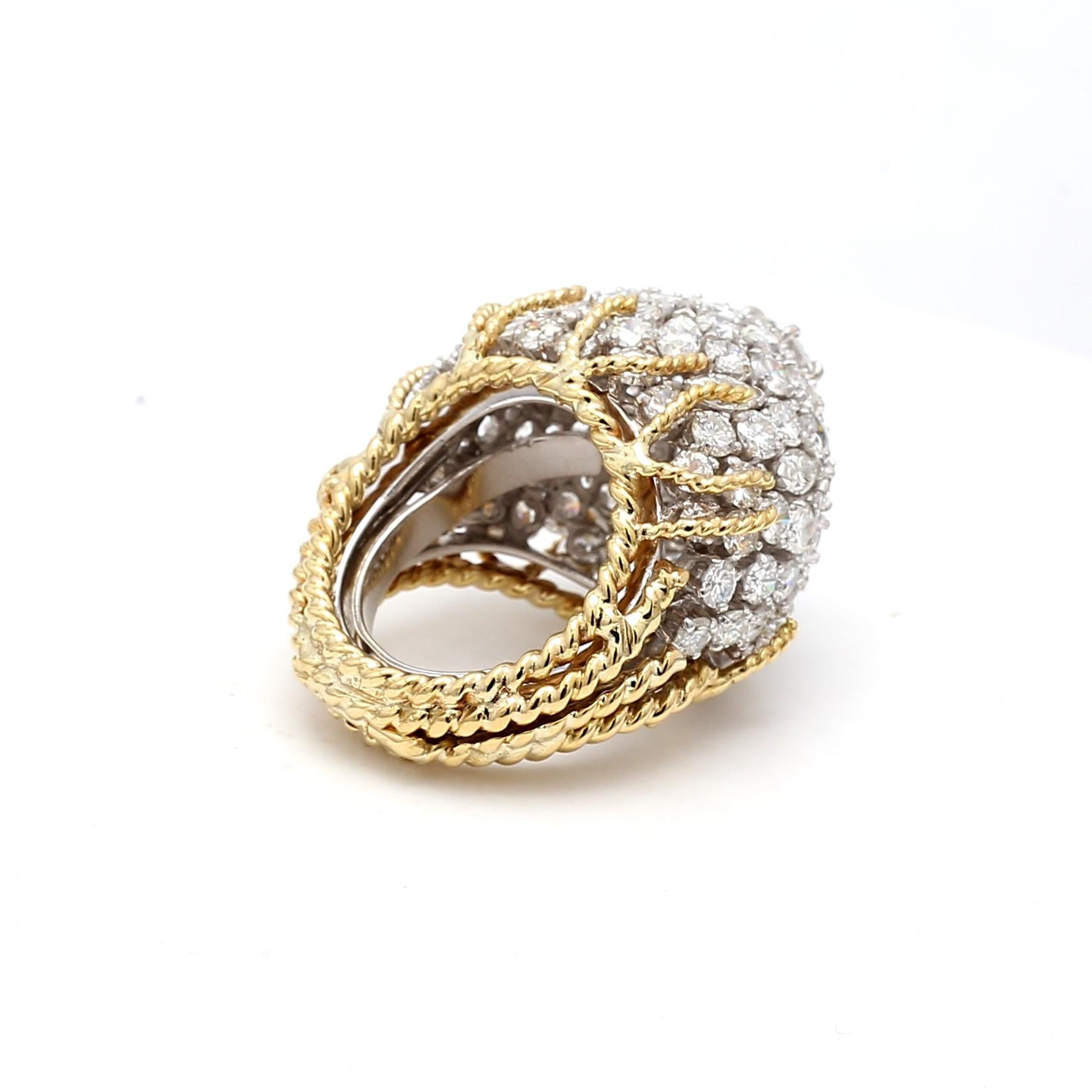 Bague grappe en or bicolore 18 carats avec diamants de forme ronde et marquise de 11,97 carats Pour femmes en vente