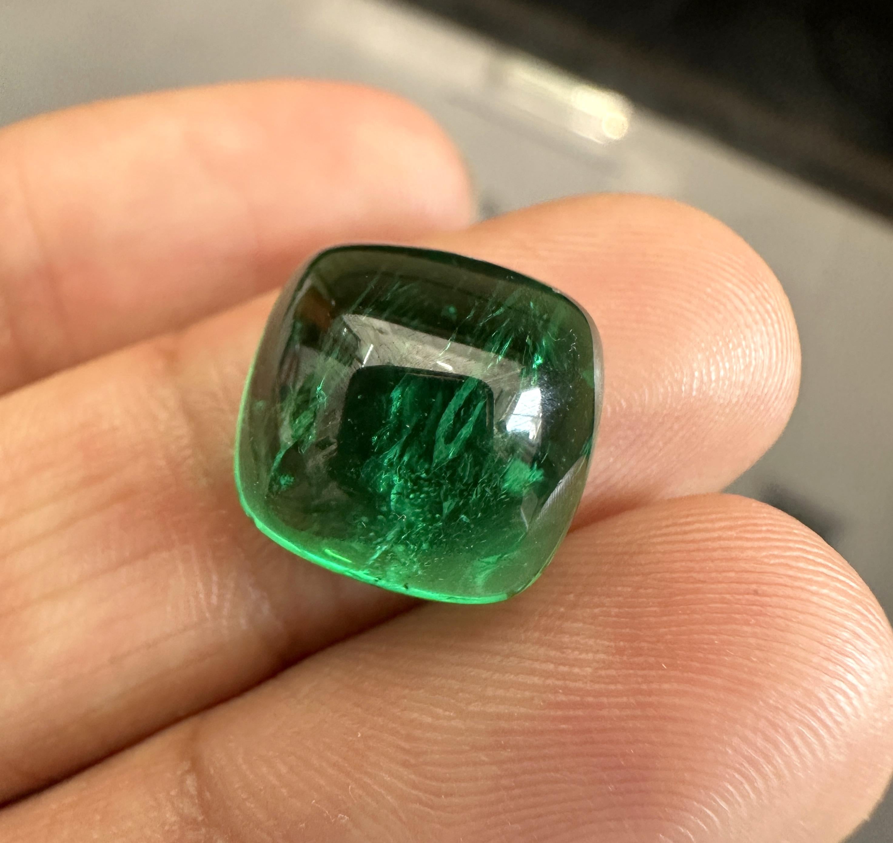 11.97 Karat sambischer Smaragd Zuckerhut Cabochon Top Qualität Natürlicher Edelstein im Angebot 6