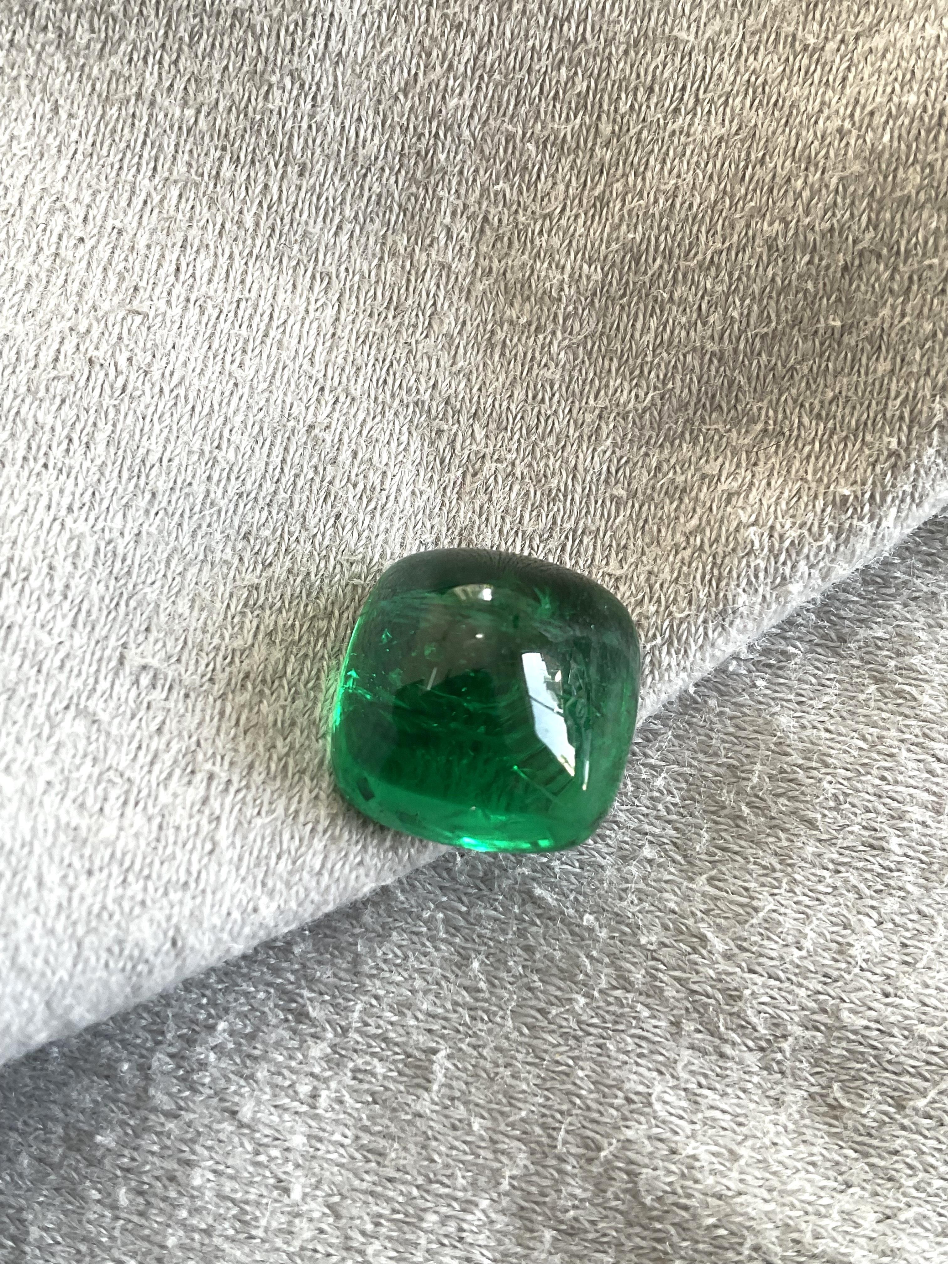 11.97 Karat sambischer Smaragd Zuckerhut Cabochon Top Qualität Natürlicher Edelstein im Angebot 2
