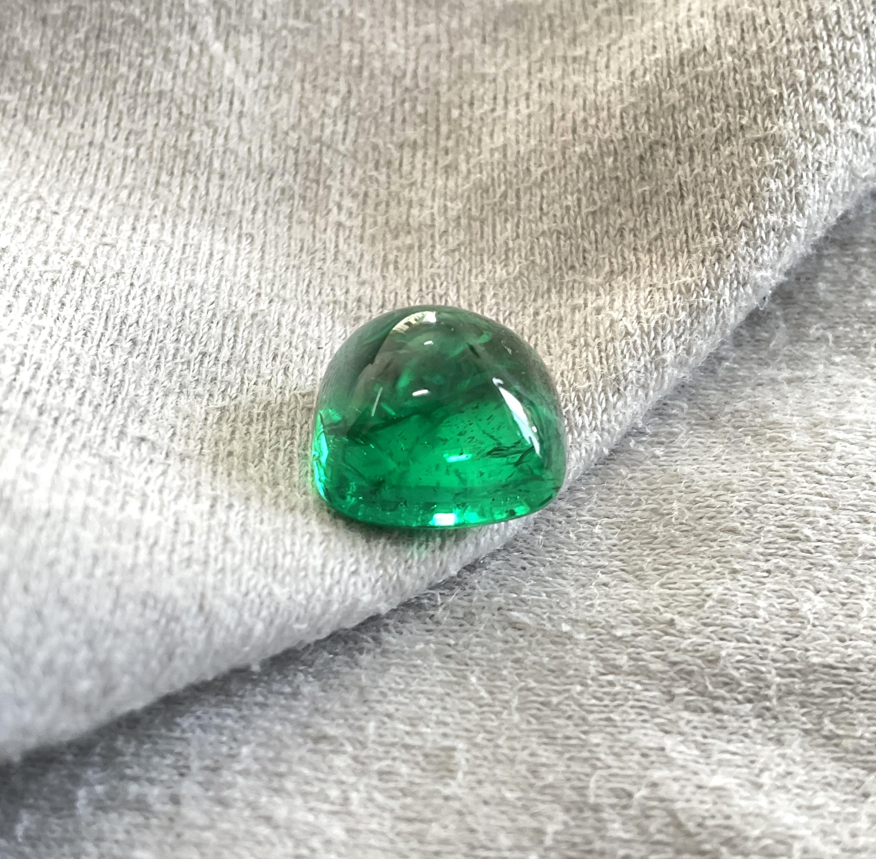 11.97 Karat sambischer Smaragd Zuckerhut Cabochon Top Qualität Natürlicher Edelstein im Angebot 3
