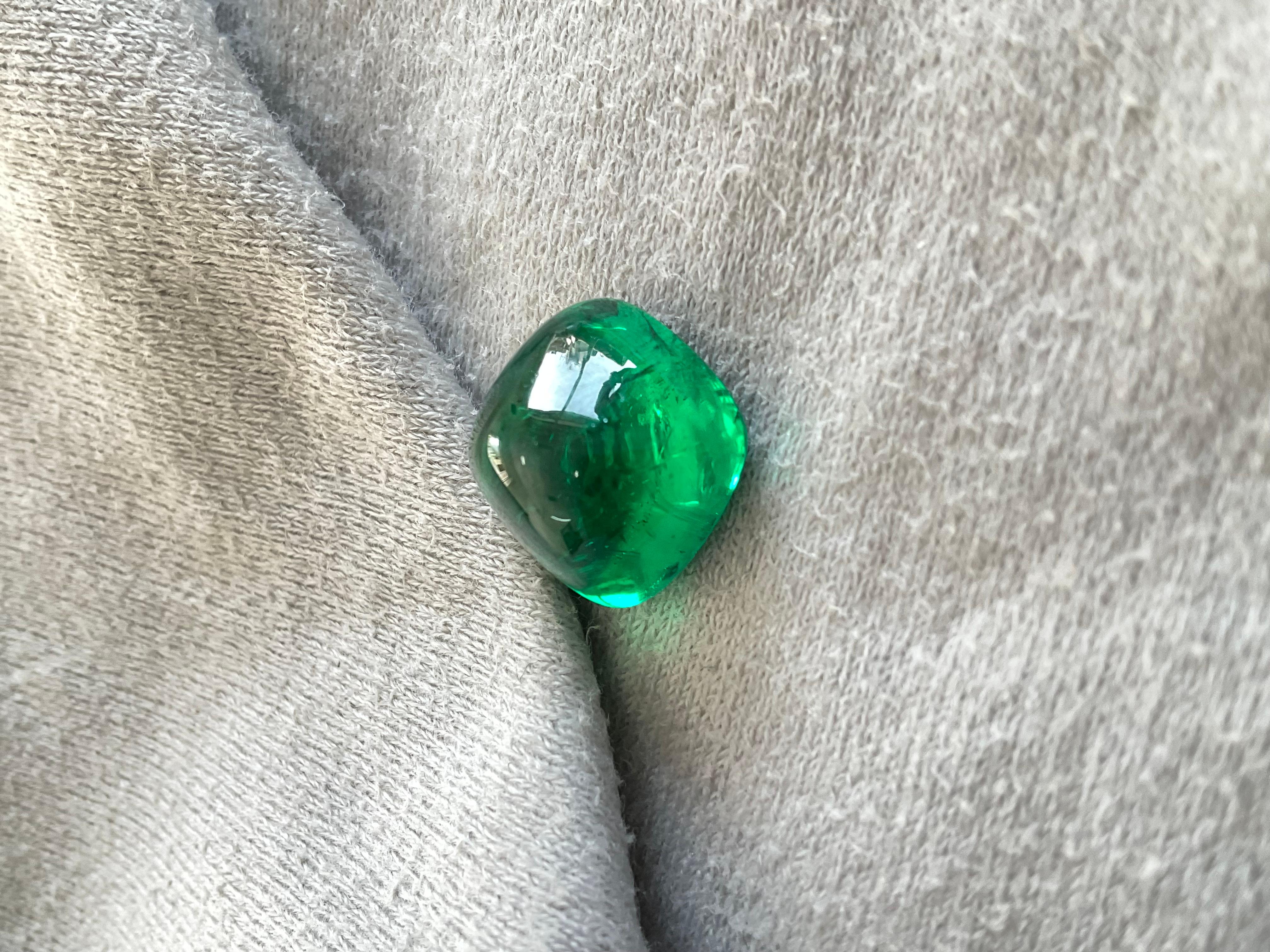 11.97 Karat sambischer Smaragd Zuckerhut Cabochon Top Qualität Natürlicher Edelstein im Angebot 4
