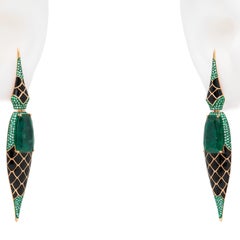 11.98 Carat Emerald & Diamond Earrings, 18K Rose Gold, Austy Lee